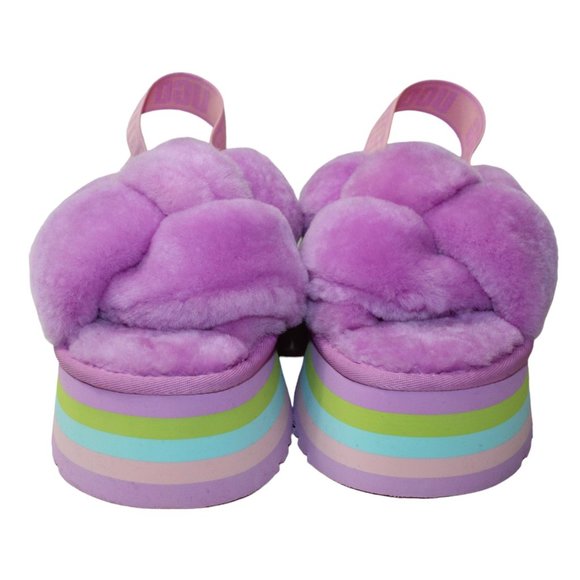 UGG Platform DISCO Slides Pink/Purple/Blue/Green Elastic strap Women's 8 NEW! - Picture 2 of 11